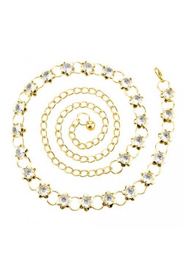 Trimming Shop 622 or Strass Femme Ceinture - Léger - Accessoire Réglable Row Ceinture - Superbe Design Diamant - Femmes Girdl