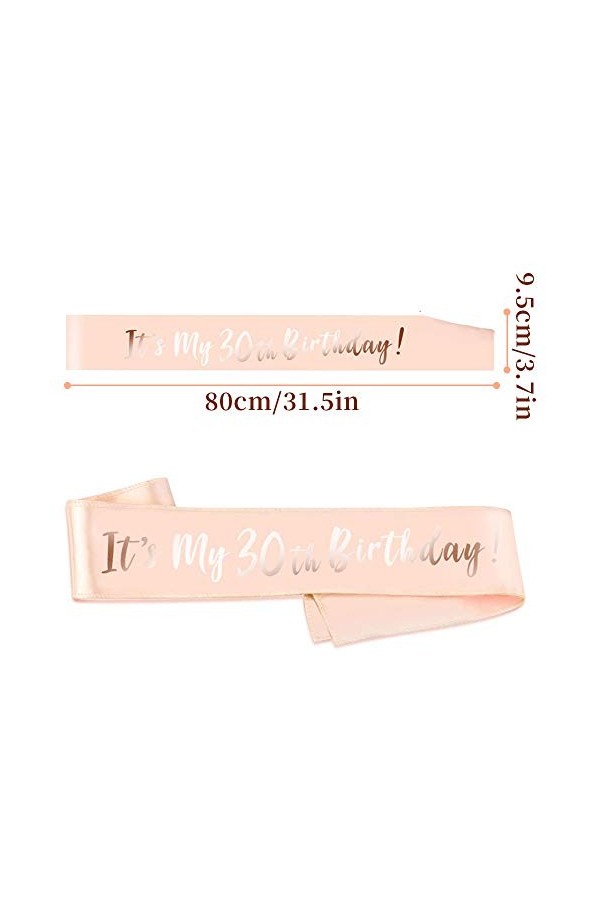 NETUME Ceinture danniversaire pour Femme de 30 Ans, Ceintures danniversaire en Or Rose Ceinture en Satin pour Fête dannive