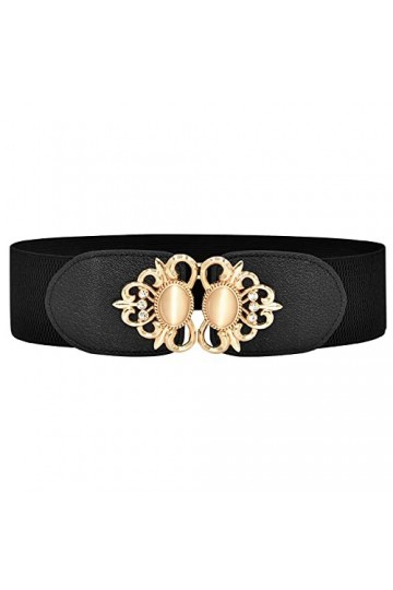 Liitata Ceinture élastique large pour femme - Ceinture élastique vintage extensible - Ceinture de mode RCA réglable avec bouc