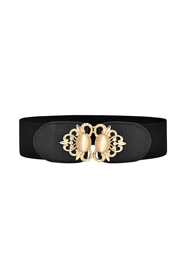 Liitata Ceinture élastique large pour femme - Ceinture élastique vintage extensible - Ceinture de mode RCA réglable avec bouc