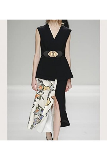 Liitata Ceinture élastique large pour femme - Ceinture élastique vintage extensible - Ceinture de mode RCA réglable avec bouc