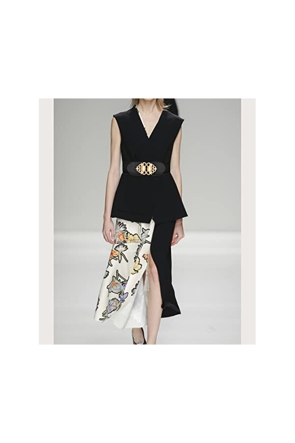 Liitata Ceinture élastique large pour femme - Ceinture élastique vintage extensible - Ceinture de mode RCA réglable avec bouc