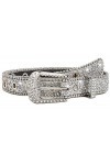 INOGIH Ceintures en strass pour femmes Ceinture en cuir maigre Bling de cowgirl occidental pour les robes de jeans, argent, 1