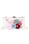 EVEOUT Pochettes et Clutches pour Femmes Sac à Main en Acrylique Transparent avec Fleur Sac dépaule pour Le Mariage Bal de P