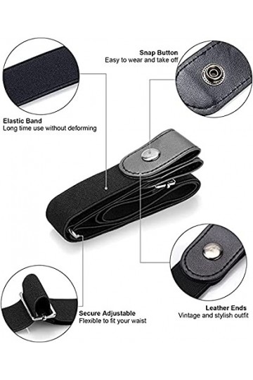 GHEART Ceinture Sans Boucle, Ceinture Élastique Invisible, Ceinture Ajustable Sans Boucle, pour Jeans Pantalons Jupes-Elastiq