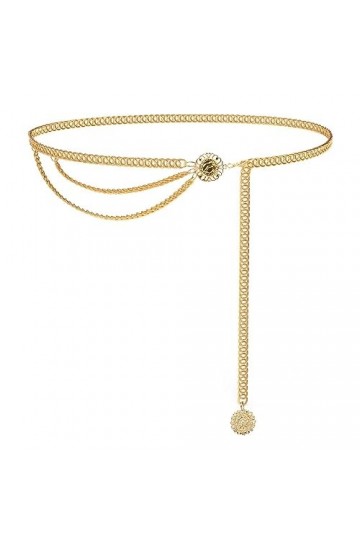 WRIRKN Ceinture Chaîne Dorée Multicouche pour Femmes Filles Chaîne pour Ceinture Réglable Chaîne Taille Chaîne de Taille Mult