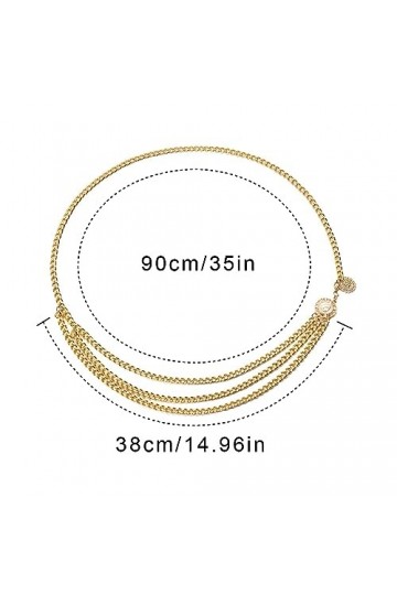 WRIRKN Ceinture Chaîne Dorée Multicouche pour Femmes Filles Chaîne pour Ceinture Réglable Chaîne Taille Chaîne de Taille Mult