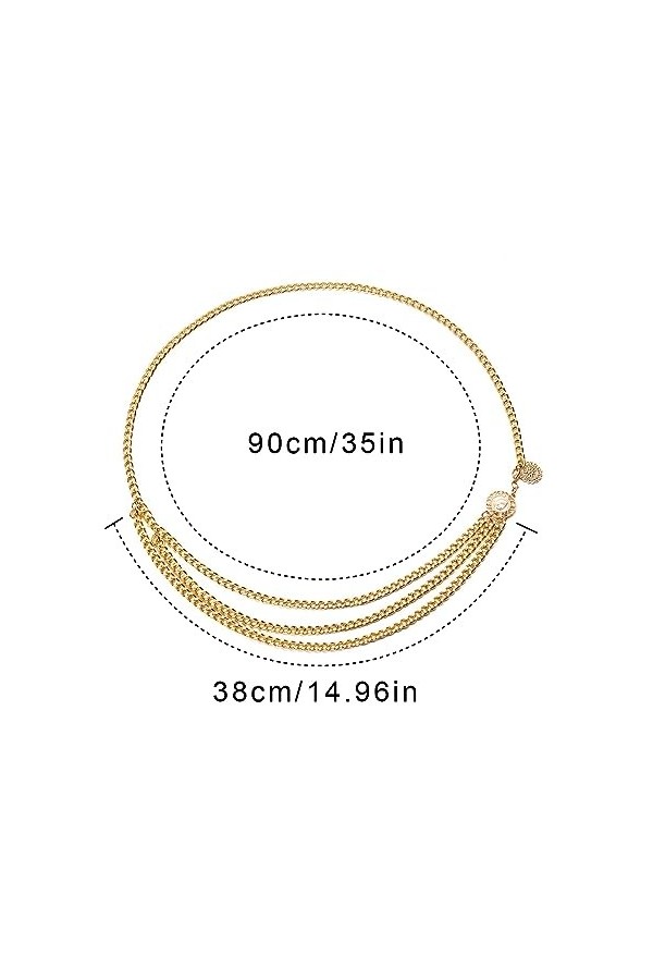 WRIRKN Ceinture Chaîne Dorée Multicouche pour Femmes Filles Chaîne pour Ceinture Réglable Chaîne Taille Chaîne de Taille Mult