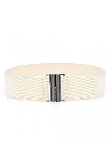 OSUWLSI Ceinture élastique pour Femme, Ceinture Large, Taille Extensible avec Boucle en métal, Taille Unique Blanc 