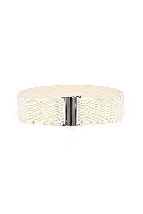 OSUWLSI Ceinture élastique pour Femme, Ceinture Large, Taille Extensible avec Boucle en métal, Taille Unique Blanc 
