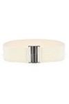 OSUWLSI Ceinture élastique pour Femme, Ceinture Large, Taille Extensible avec Boucle en métal, Taille Unique Blanc 
