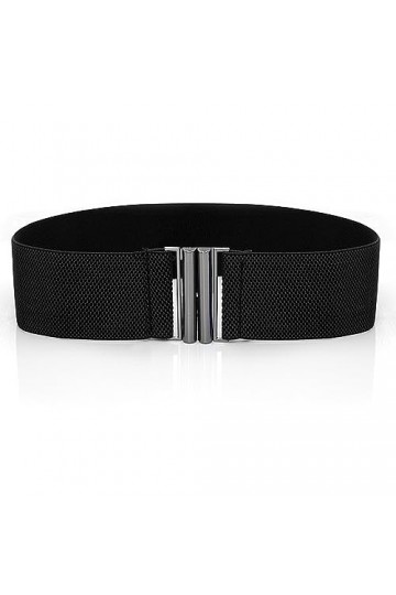 OSUWLSI Ceinture élastique pour Femme, Ceinture Large, Taille Extensible avec Boucle en métal, Taille Unique Noir 