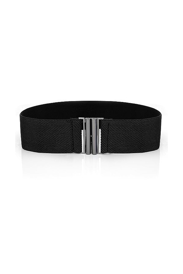 OSUWLSI Ceinture élastique pour Femme, Ceinture Large, Taille Extensible avec Boucle en métal, Taille Unique Noir 