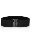 OSUWLSI Ceinture élastique pour Femme, Ceinture Large, Taille Extensible avec Boucle en métal, Taille Unique Noir 