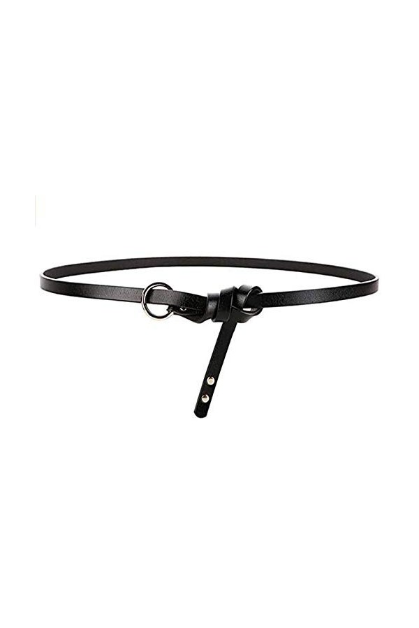 XLKJ Ceinture Femme Cuir Mince Ceinture Noués, Réglable Ceinture à Nouer Noir, pour Femme Fille en Robe