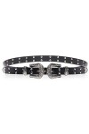 Trimming Shop Ceinture Western vintage en cuir synthétique noir avec boucle pour femme, Noir , Small