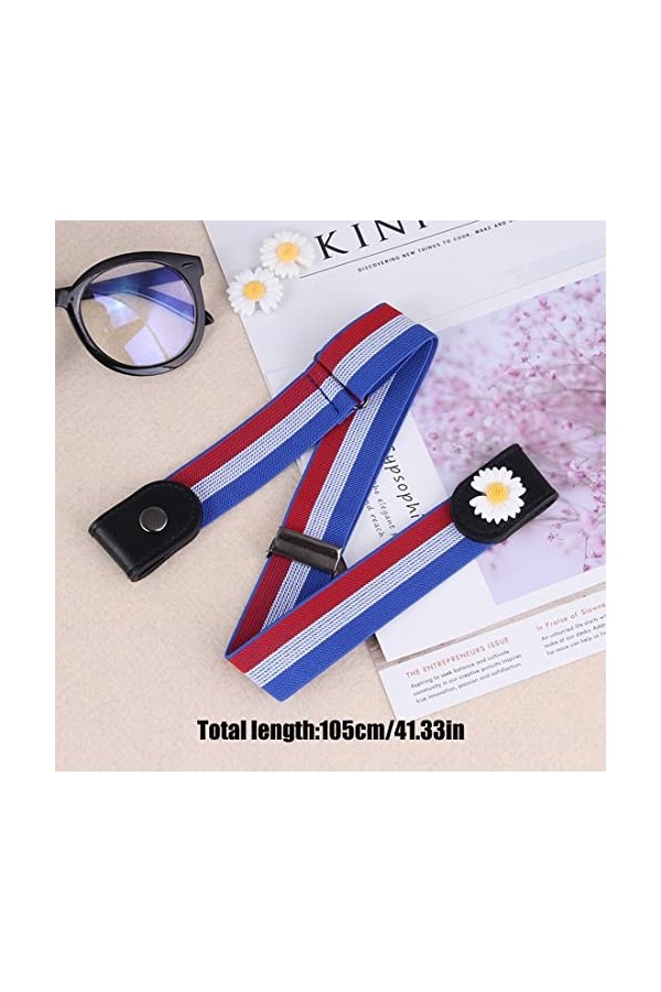 Clyhon 1Pcs Ceinture Femme Homme Ceinture sans Boucle Élastique Invisible Ceinture pour Pantalon Robe Ceinture Unisexe Réglab