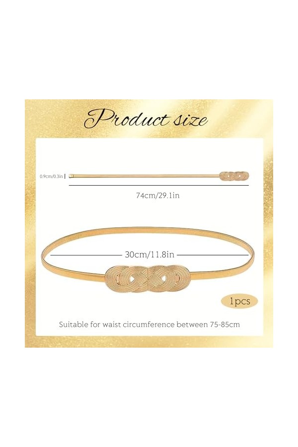 Hcoviv Ceinture tendance pour femme - Taille élégante avec design unique en métal - Ceinture fine réglable en métal, 1, 1