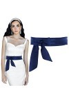 Lusofie Ceinture de Robe Ceinture Bleue 2 x 79 Pouces Femmes Robe Ceinture Ceinture Robe Large Ceinture en Satin Réversible P