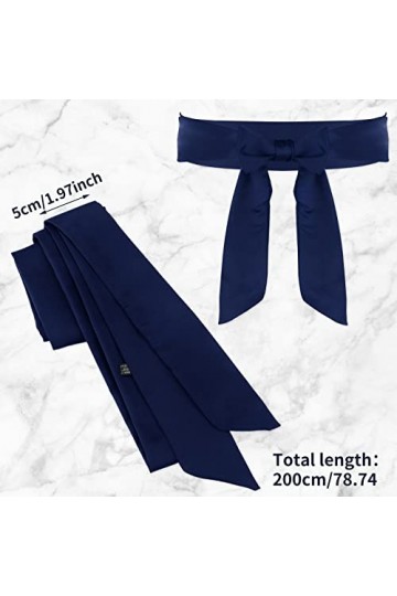 Lusofie Ceinture de Robe Ceinture Bleue 2 x 79 Pouces Femmes Robe Ceinture Ceinture Robe Large Ceinture en Satin Réversible P