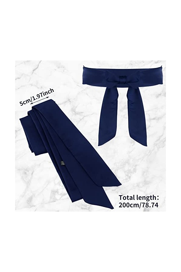 Lusofie Ceinture de Robe Ceinture Bleue 2 x 79 Pouces Femmes Robe Ceinture Ceinture Robe Large Ceinture en Satin Réversible P