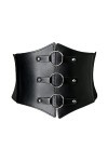 Weenkeey Ceinture corset élastique large pour femme - Ceinture vintage en cuir synthétique avec boucle à 3 anneaux - Noir, no