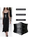 Weenkeey Ceinture corset élastique large pour femme - Ceinture vintage en cuir synthétique avec boucle à 3 anneaux - Noir, no
