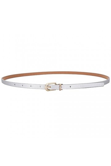 LECTNORE Ceinture fine en cuir pour femmes avec boucle en métal pour jeans, robes et pantalons argent 