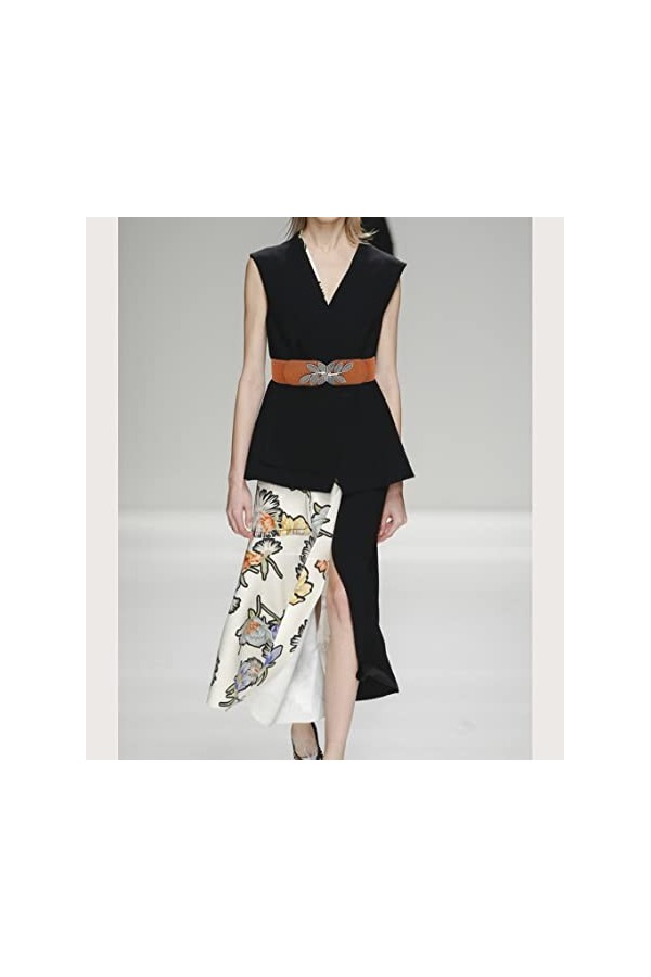 Liitata Ceinture large élastique vintage pour femme - Ceinture extensible - Ceinture tendance - Ceinture réglable avec boucle