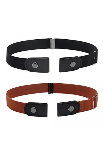 KLOP256 Ceinture sans Boucle pour Homme et Femme, Lot de 2 Ceintures sans Boucle élastiques Invisibles pour Jeans, Jupes