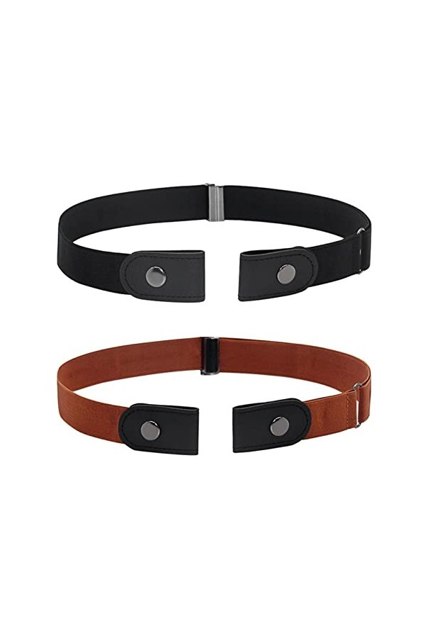 KLOP256 Ceinture sans Boucle pour Homme et Femme, Lot de 2 Ceintures sans Boucle élastiques Invisibles pour Jeans, Jupes