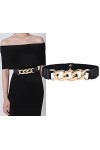 Liitata Ceinture large et élastique pour femme - Chaîne en métal - Ceinture large - Ceinture en cuir synthétique - Pour robe 