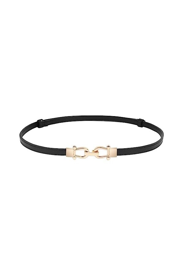 KALIONE Ceinture fine pour femme avec boucle dorée, ceinture fine pour robe de femme, ceinture fine avec boucle en métal, cei