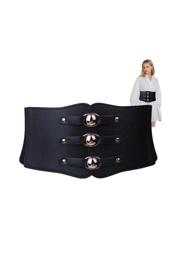 KOAHDE Rétro Cuir Corset à Lacets Ceinture,Ceinture Corset à Lacets Femme en Cuir,Ceinture Large à Lacets,Ceinture Large Femm