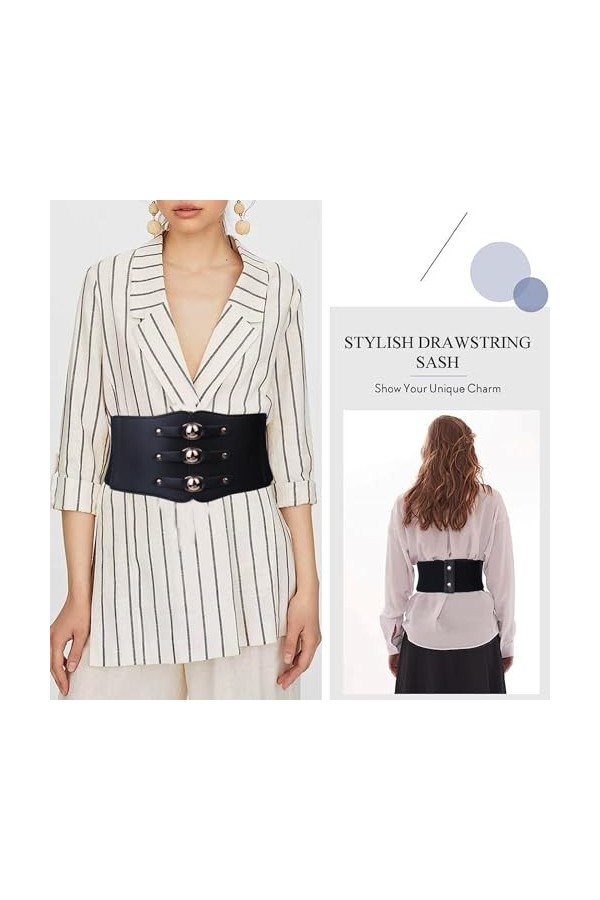 KOAHDE Rétro Cuir Corset à Lacets Ceinture,Ceinture Corset à Lacets Femme en Cuir,Ceinture Large à Lacets,Ceinture Large Femm