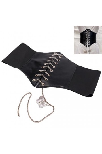 KOAHDE Ceinture Corset en Cuir pour Femme,Ceintures Corset Vintage Réglables,Ceinture Corset Noir,Ceinture Corset Vintage Cha