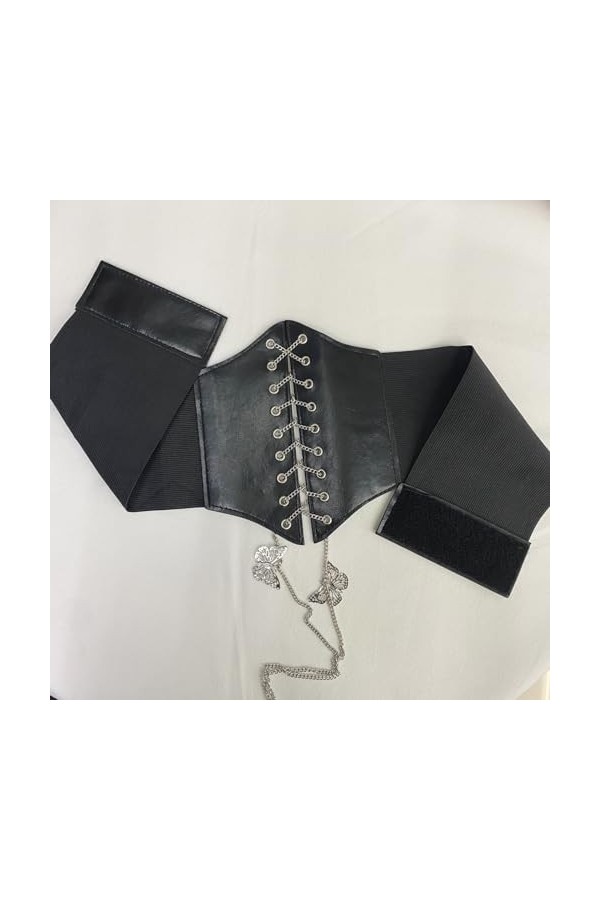 KOAHDE Ceinture Corset en Cuir pour Femme,Ceintures Corset Vintage Réglables,Ceinture Corset Noir,Ceinture Corset Vintage Cha