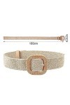 Mikiuly Ceinture Élastique en Paille, Ceinture de Taille en Paille Tissée, Ceinture Paille Femme, avec 1 Boucle de Ceinture C