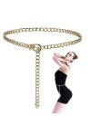 WLLHYF Ceinture à chaîne dorée Mode Réglable Long Gland Corps en Métal Ventre Creux Décoré Ceinture Fine Femme Fille Robe Pul