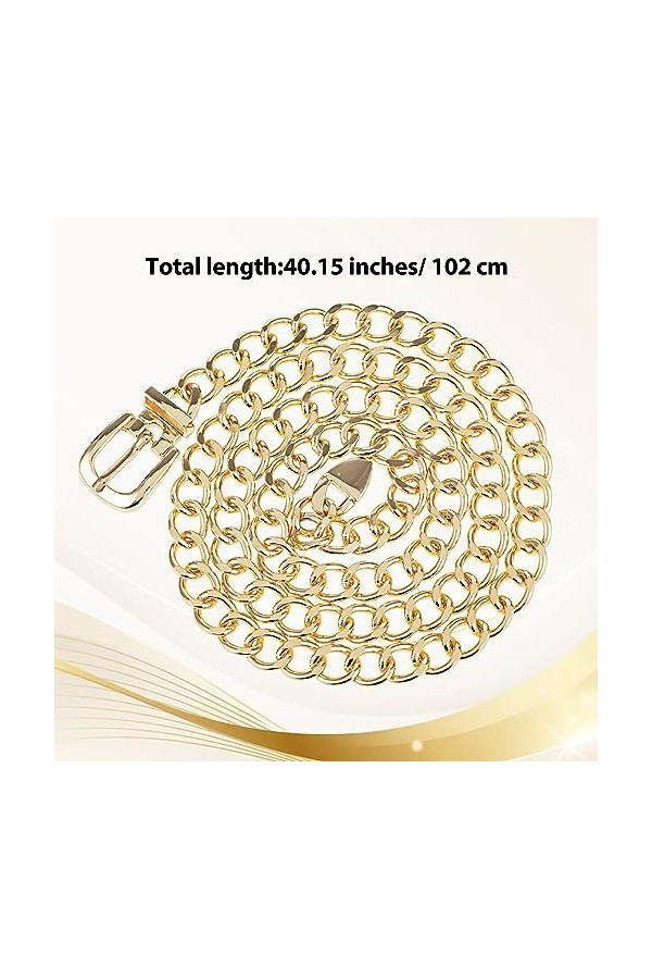 WLLHYF Ceinture à chaîne dorée Mode Réglable Long Gland Corps en Métal Ventre Creux Décoré Ceinture Fine Femme Fille Robe Pul