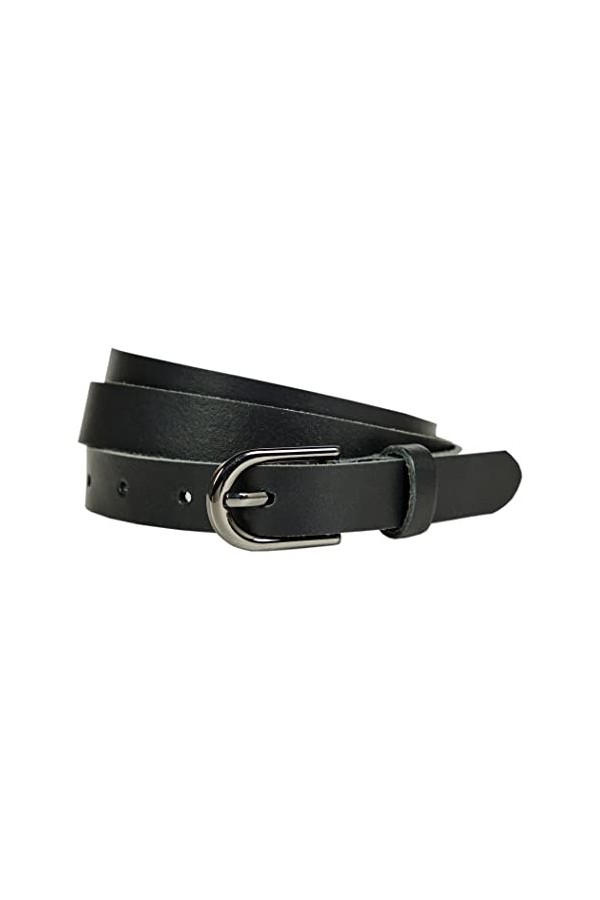Ceinture en cuir pour femme 2 cm RDS-01, Noir , 115 cm Gesamtlänge 130 cm 