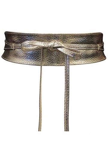 Live It Style It Ceinture pour femme large en dentelle avec ceinture en simili cuir sangler Tie taille unique Boho Cuir Doré