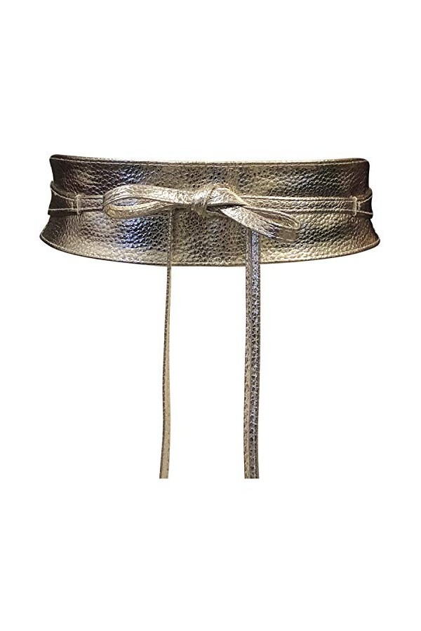 Live It Style It Ceinture pour femme large en dentelle avec ceinture en simili cuir sangler Tie taille unique Boho Cuir Doré