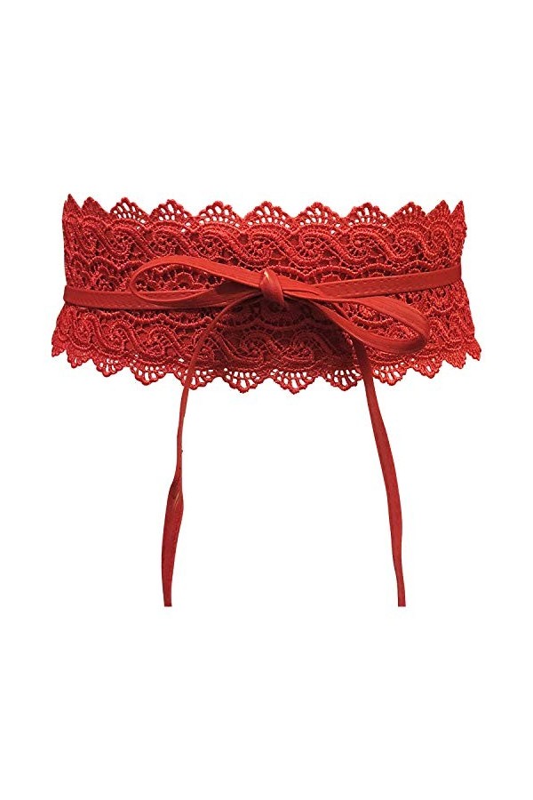 Live It Style It Ceinture pour femme large en dentelle avec ceinture en simili cuir sangler Tie taille unique Boho Cuir Doré