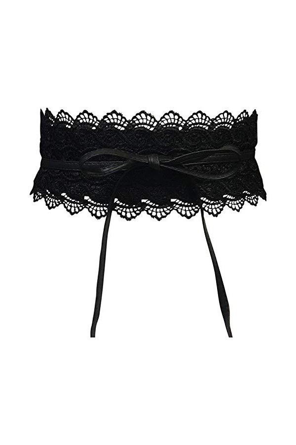Live It Style It Ceinture pour femme large en dentelle avec ceinture en simili cuir sangler Tie taille unique Boho Cuir Doré