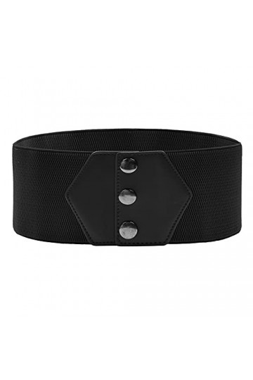 GRACE KARIN Robe Ceinture Ceinture Pour Femmes Large Extensible Taille Cinch Ceinture Snap-Button Corset Ceinture Noir XL