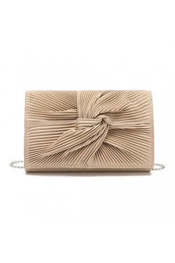 Miss Lulu Pochette pour Femme, Sac de Soirée pour Mariage, Grand Nœud Doux avec de Fines Paillettes, Sac à Main Synthétique