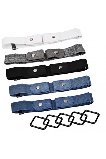 Pinsheng 5 Pièces Ceinture Femme Homme, sans Boucle, Élastique pour Jeans Pantalon Robe Unisexe Réglable Dégagement Rapide, t