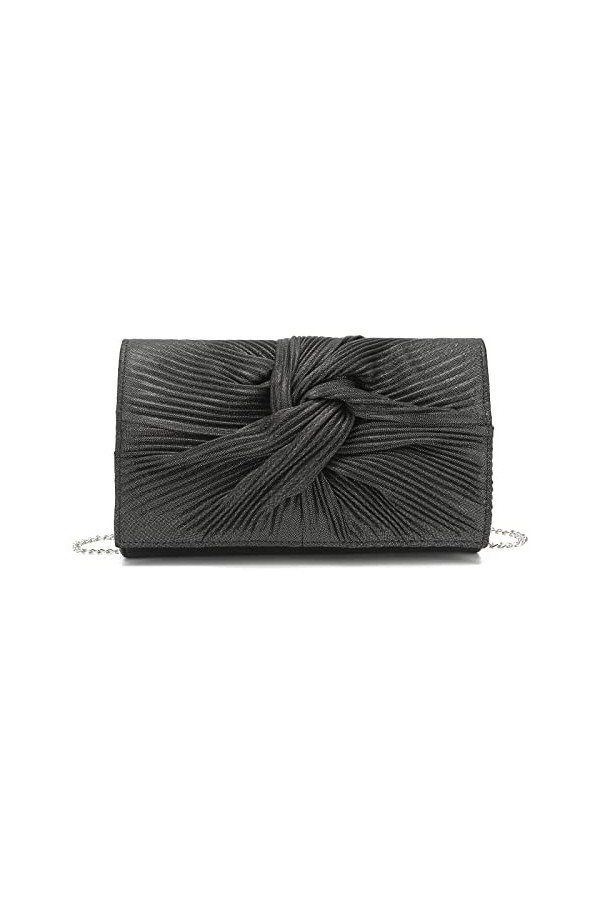 Miss Lulu Pochette pour Femme, Sac de Soirée pour Mariage, Grand Nœud Doux avec de Fines Paillettes, Sac à Main Synthétique