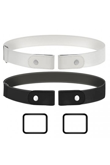 MINISOISO 2 Pièces Ceinture sans Boucle Femme, Ceinture Élastique Invisible Unisexe, Ceinture Extensible sans Boucle, Ceintur